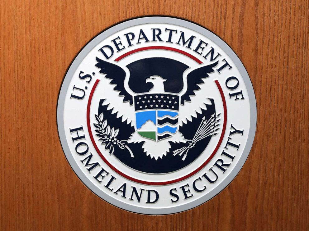 PHOTO: In this photo of August 21, 2019, the Department of Homeland Security seal is posted in Washington, D.C.