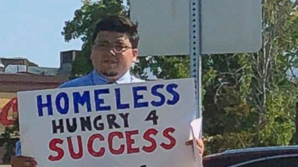 PHOTO: David Casarez handed out resumes on a street corner in Mountain View, California looking for a job opportunity.