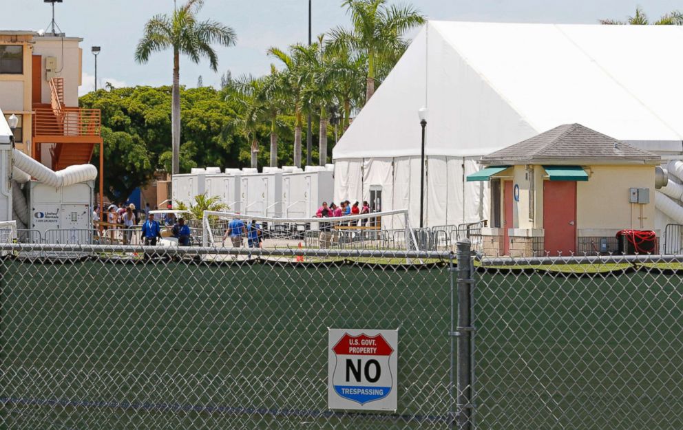 PHOTO: Buildings and air conditioned tents are shown in the  Homestead Temporary Shelter For Unaccompanied Children on June 19, 2018 in Homestead, Florida.