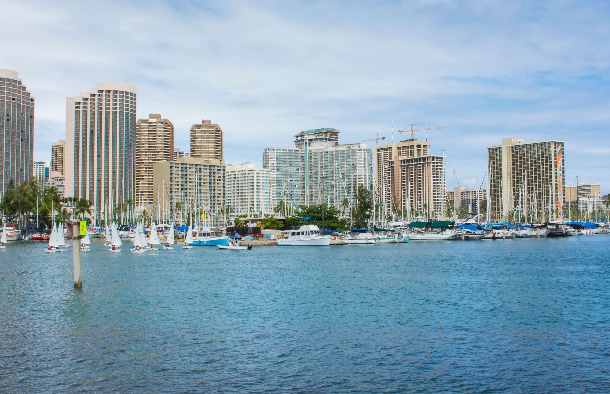 PHOTO: The skyline of Honolulu is captured from a boat marina.