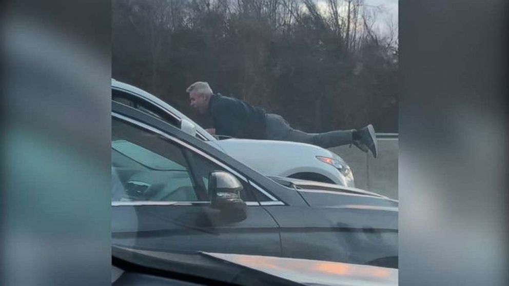 PHOTO: Richard Kamrowski, 65, clung to the hood of a car driving by a man he got involved in a road-rage incident on the Massachusetts Turnpike, Jan. 25, 2019.