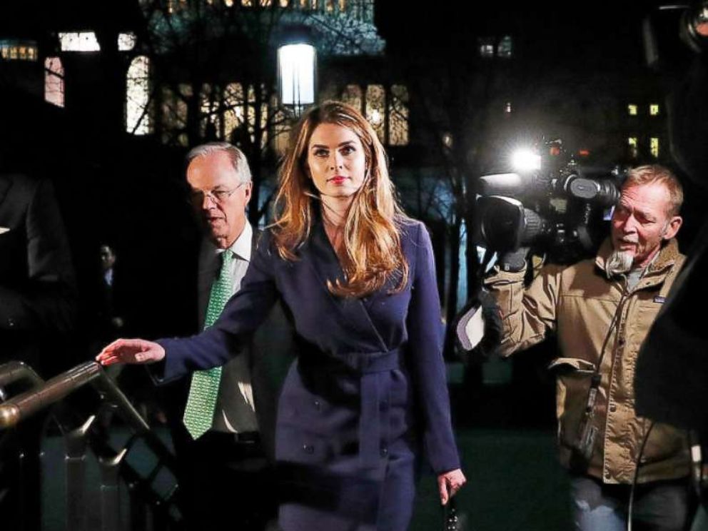 PHOTO: White House Communications Director Hope Hicks leaves after attending the House Intelligence Committee closed door meeting in Washington, Feb. 27, 2018.