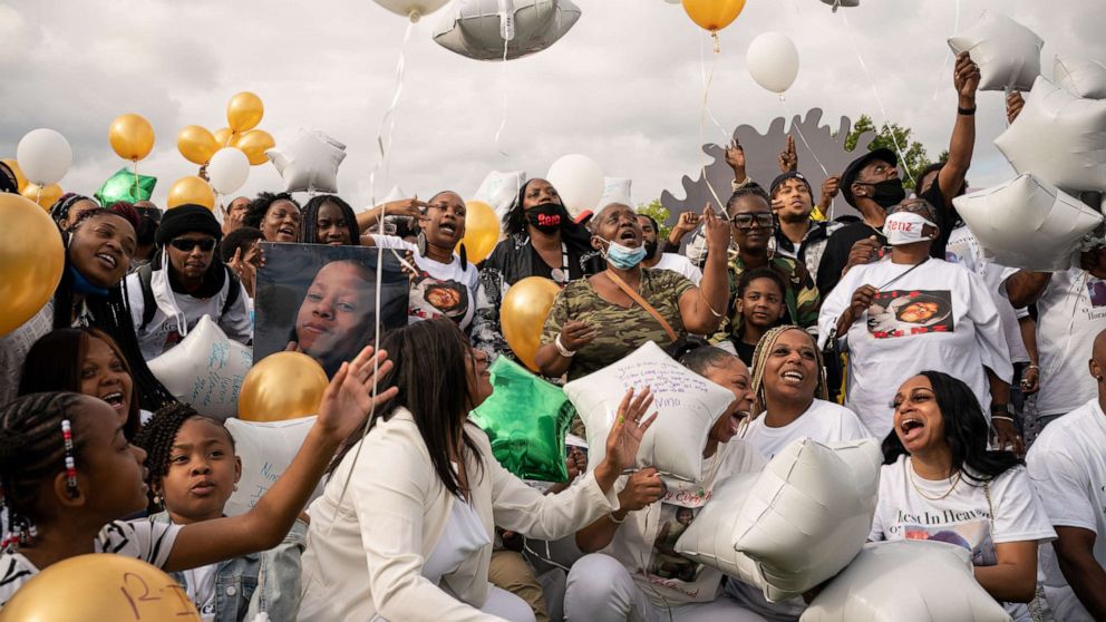 PHOTO: Family members release balloons during a memorial and rally for peace in memory of Horace Lorenzo Anderson on July 2, 2020, in Seattle.