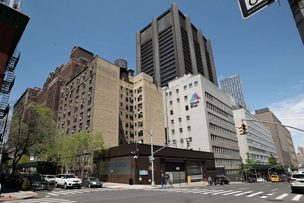 PHOTO: An exterior view of Mount Sinai Hospital during the coronavirus pandemic on May 14, 2020 in New York City.