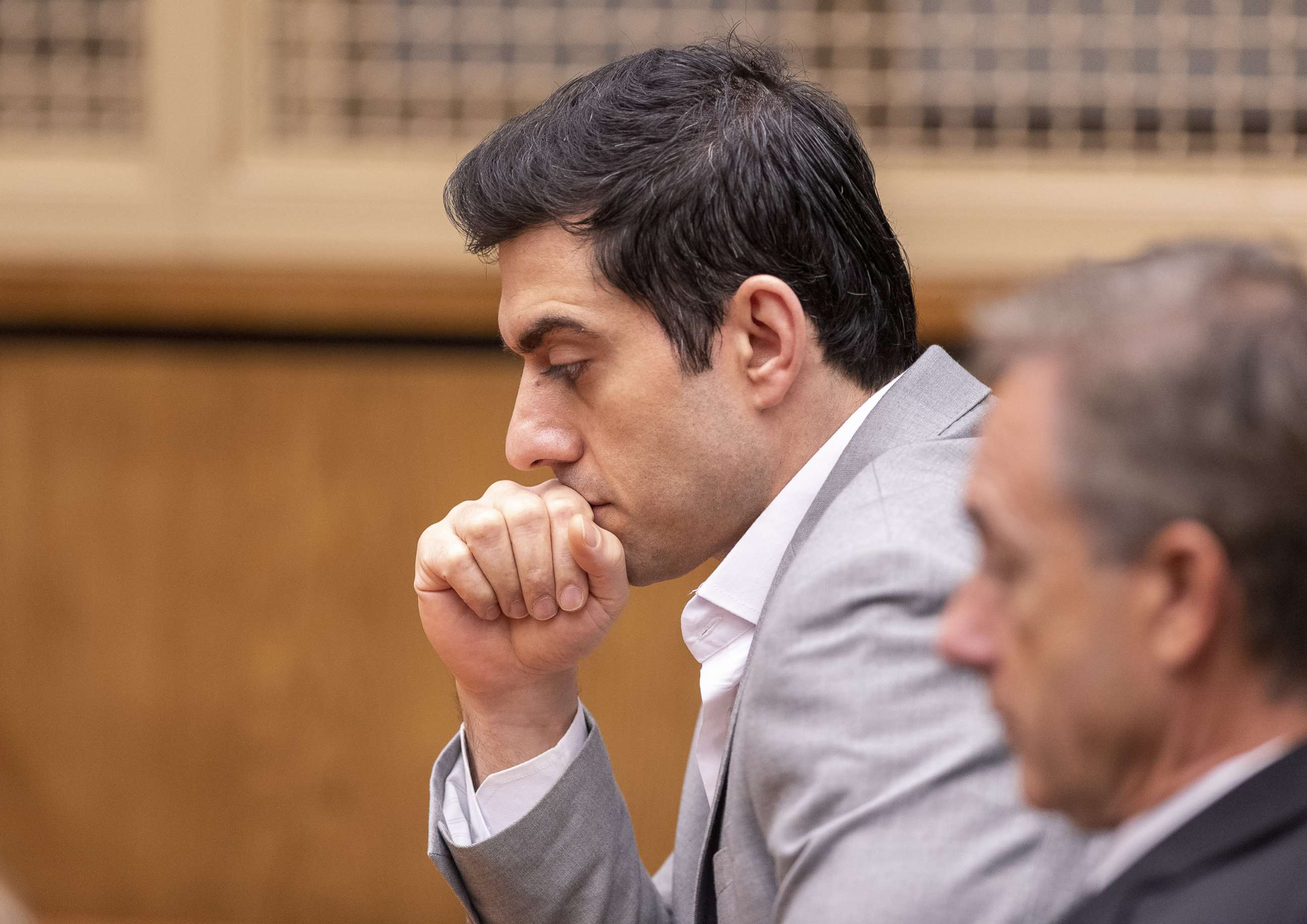PHOTO: Defendant Hossein Nayeri listens to the judge's instructions before the reading of guilty verdicts during his trial in Newport Beach, CA., Aug. 16, 2019.