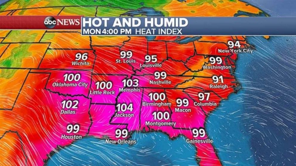 The hot weather will continue in the eastern U.S. through Monday.