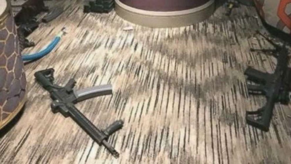 PHOTO: Inside the hotel room of the gunman at the Mandalay Hotel in Las Vegas, following the mass shooting in 2017.