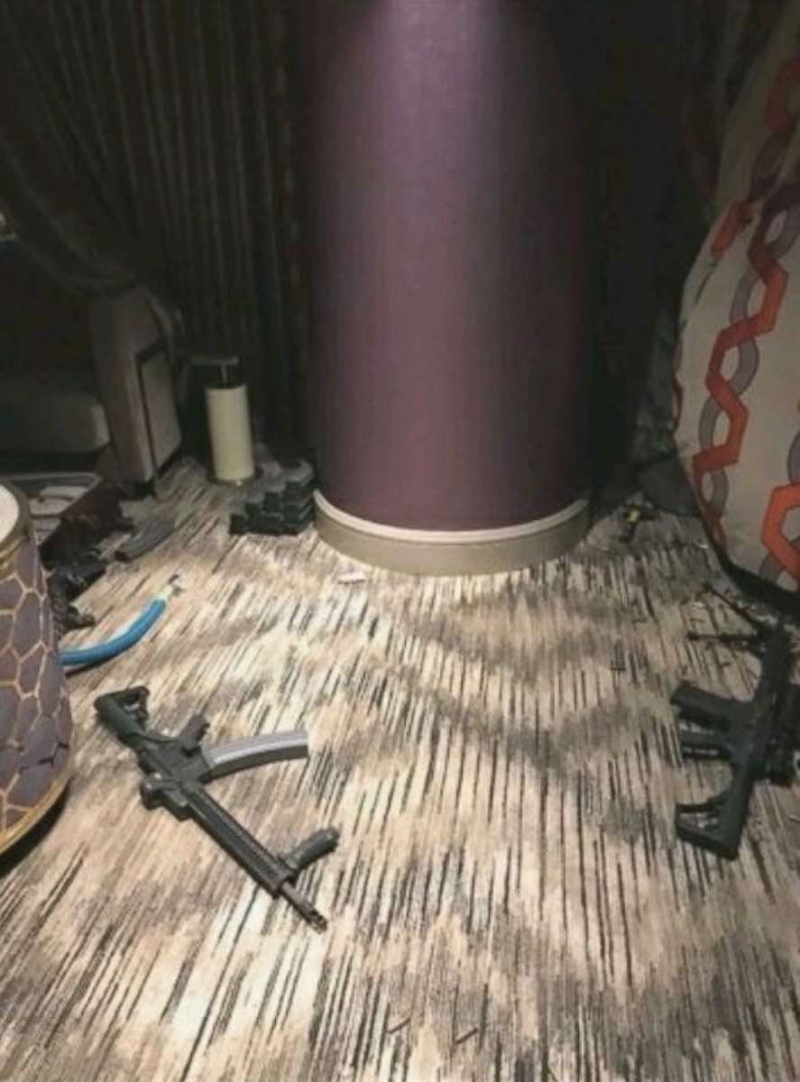 PHOTO: Inside the hotel room of the gunman at the Mandalay Hotel in Las Vegas, following the mass shooting in 2017.