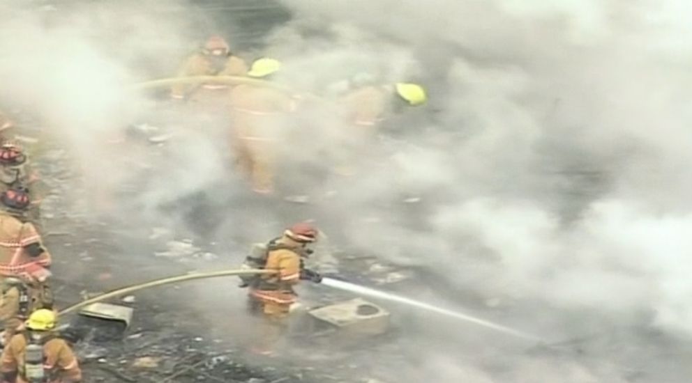 PHOTO: Firefighters are at the scene of a house fire following an explosion in Hampton, Minn., Feb. 5, 2019. 