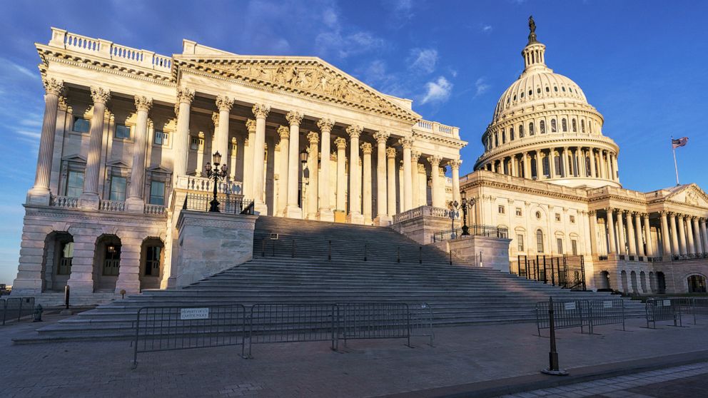 PHOTO: The House of Representatives side of the Capitol is stands on the morning of Election Day in Washington, Nov. 3, 2020.