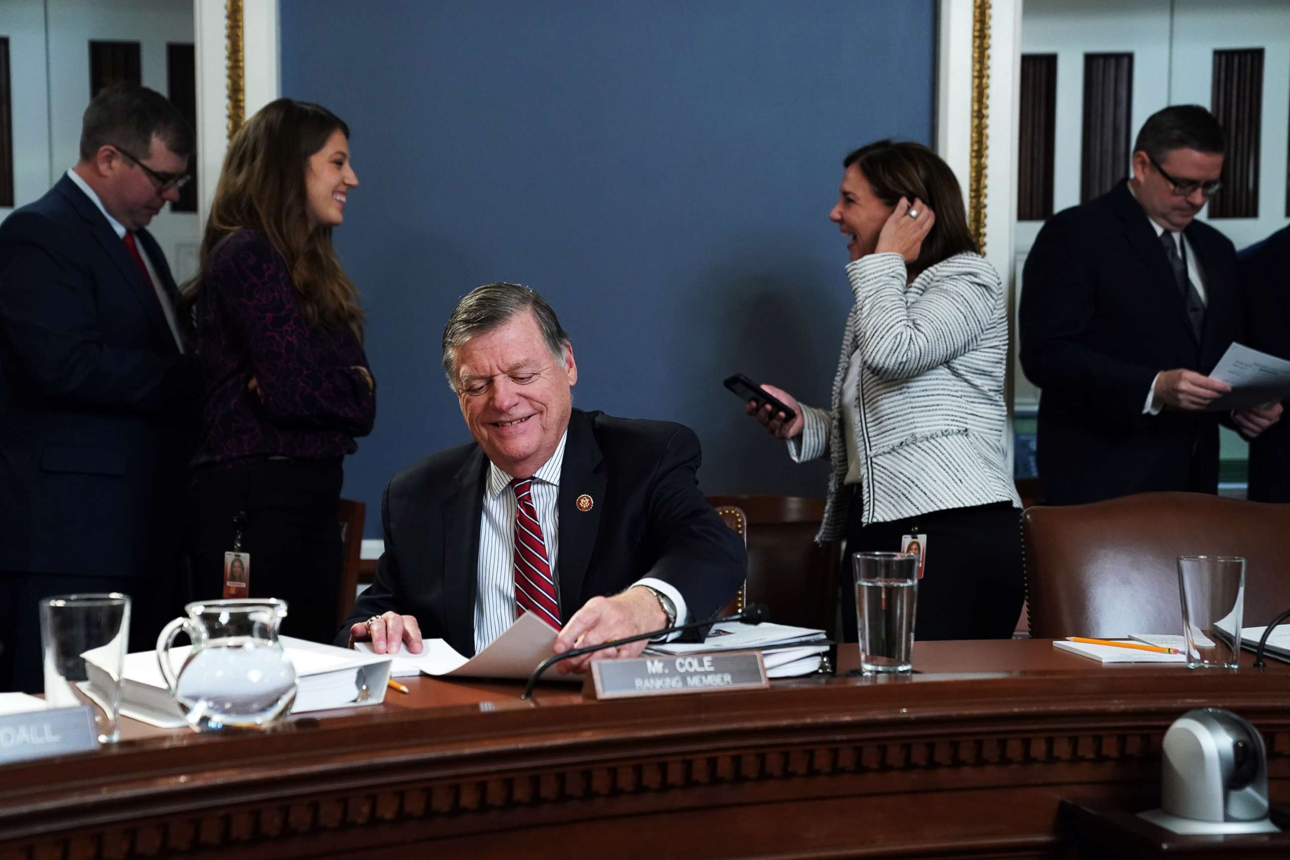 PHOTO: Representative Tom Cole (R-OK) before a meeting of the house committee on rules to consider H. Res. 755 Impeaching Donald John Trump, President of the United States, for high crimes and misdemeanors on Capitol Hill, Dec. 17, 2019. 