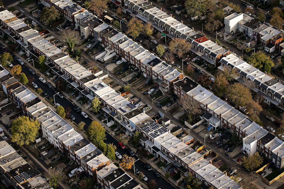 PHOTO: Row houses line streets in an aerial photograph taken above Washington, D.C., Nov. 4, 2019.