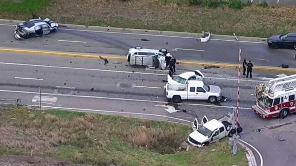 PHOTO: A police chase  resulted in a fatal multivehicle crash in northwest Houston on April 15, 2022.