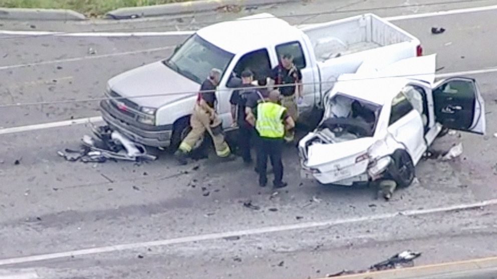 PHOTO: A police chase  resulted in a fatal multivehicle crash in northwest Houston on April 15, 2022.