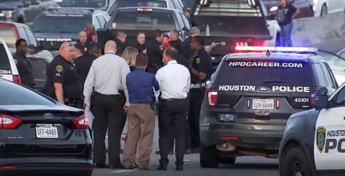 PHOTO: Houston police are searching for two men after a suspect opened fire and killed two occupants of a car on Interstate 10 in Houston on Thursday, Aug. 8, 2019.