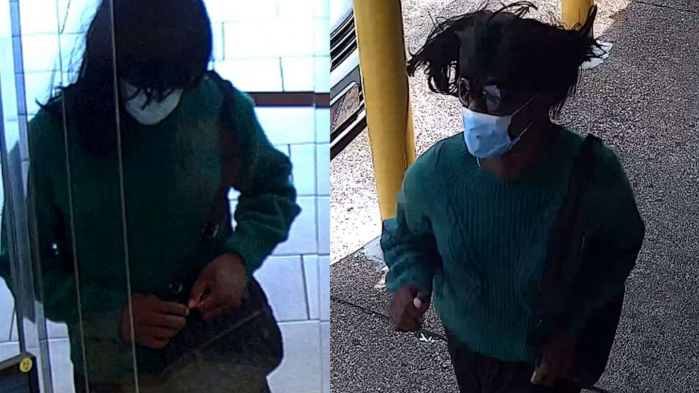 PHOTO: A bank robbery suspect identified by the FBI as the "Sticky Note Bandit" is seen in photos released by the bureau on Friday, July 14, 2023.