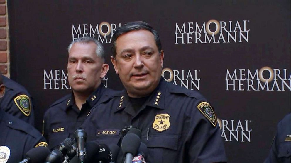 PHOTO: Houston police Chief Art Acevedo speaks about the shooting of five police officers during a press conference at a hospital in Houston, Jan. 19, 2019.