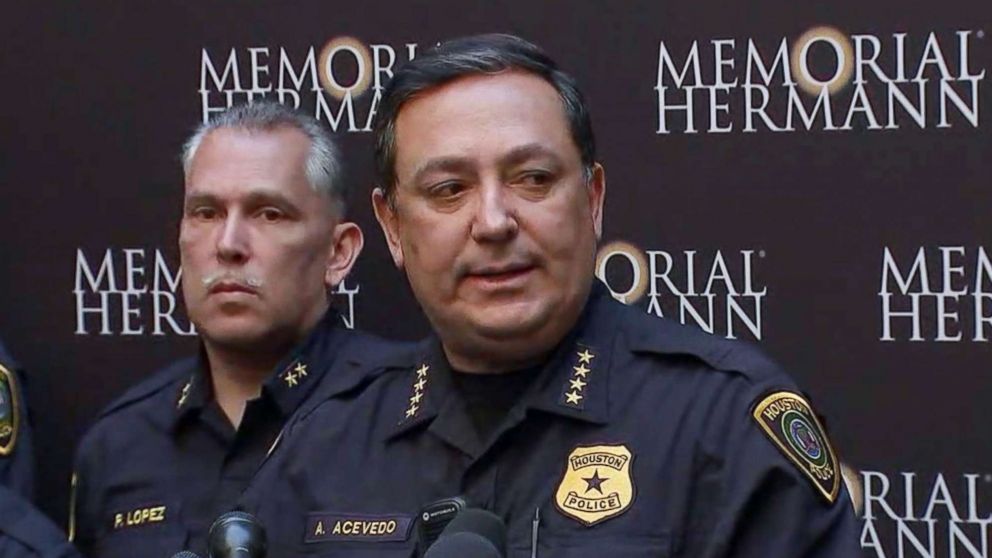 PHOTO: Houston police Chief Art Acevedo speaks about the shooting of five police officers during a press conference at a hospital in Houston, Jan. 19, 2019.