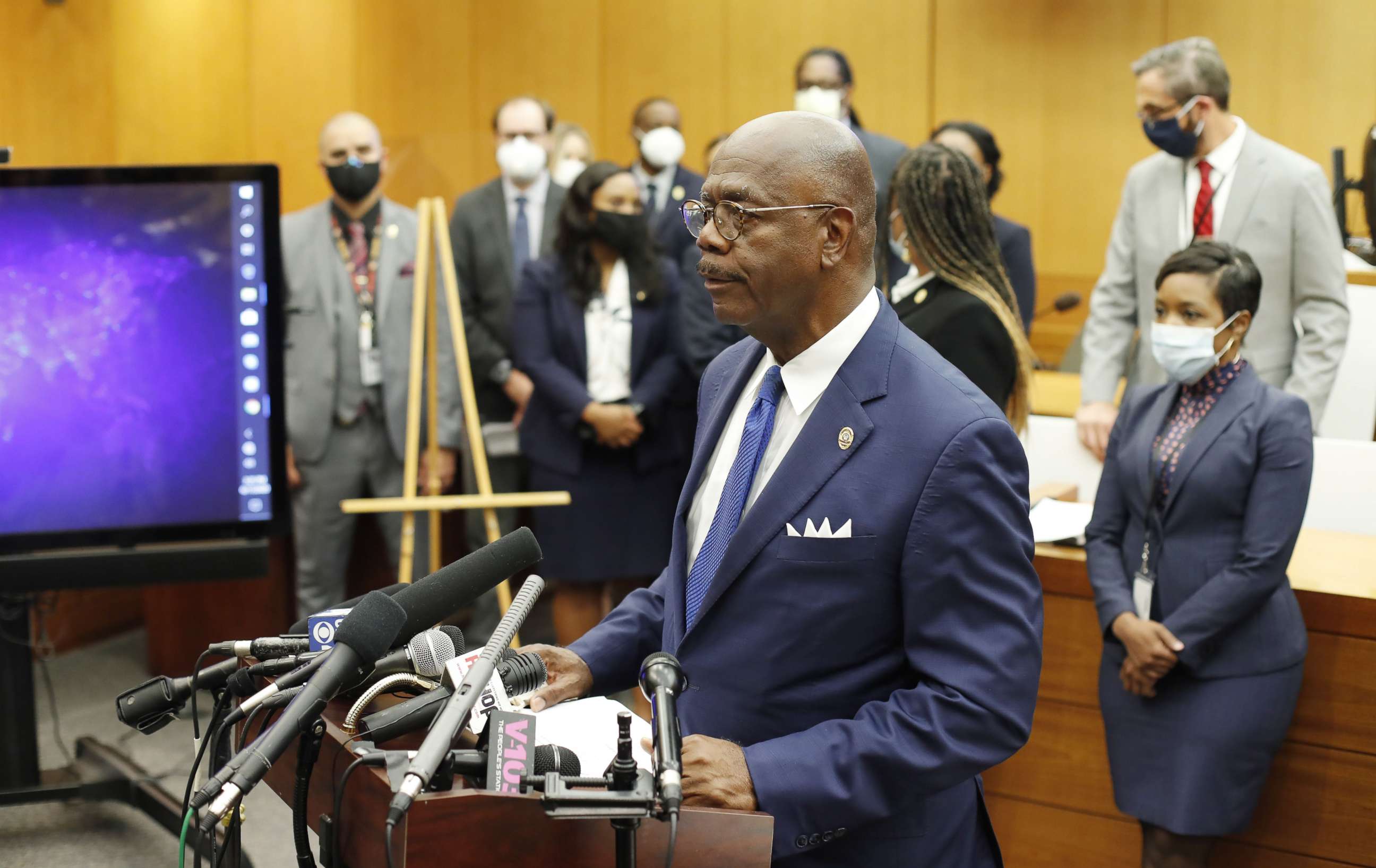 PHOTO: Fulton County District Attorney Paul L. Howard Jr. speaks during a press conference announcing charges against Atlanta Police Department officer Garrett Rolfe in the fatal police shooting of Rayshard Brooks in Atlanta, Georgia, June 17, 2020.