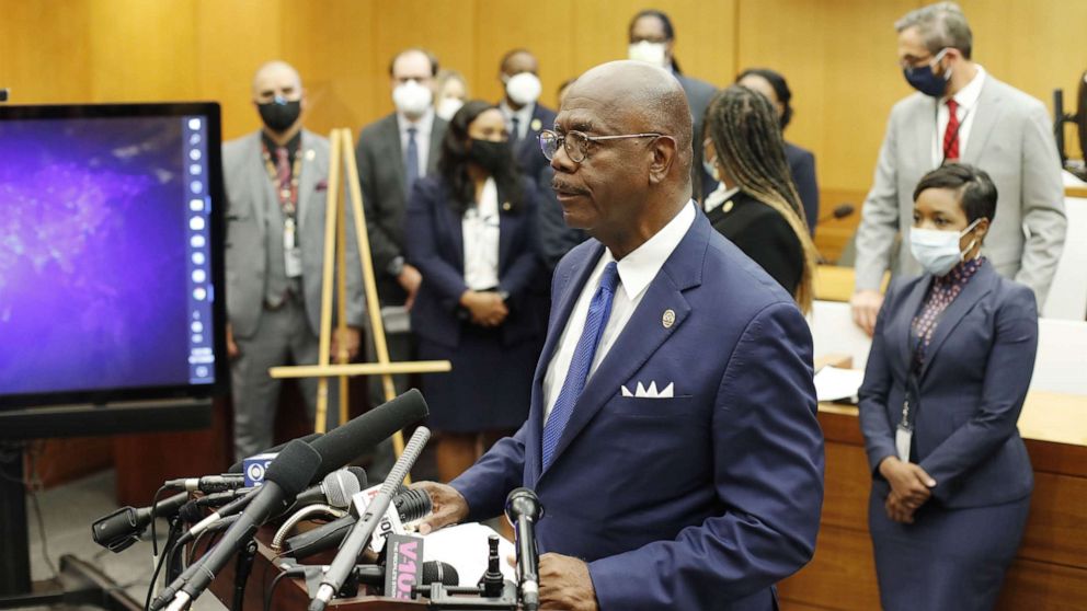 PHOTO: Fulton County District Attorney Paul L. Howard Jr. speaks during a press conference announcing charges against Atlanta Police Department officer Garrett Rolfe in the fatal police shooting of Rayshard Brooks in Atlanta, Georgia, June 17, 2020.