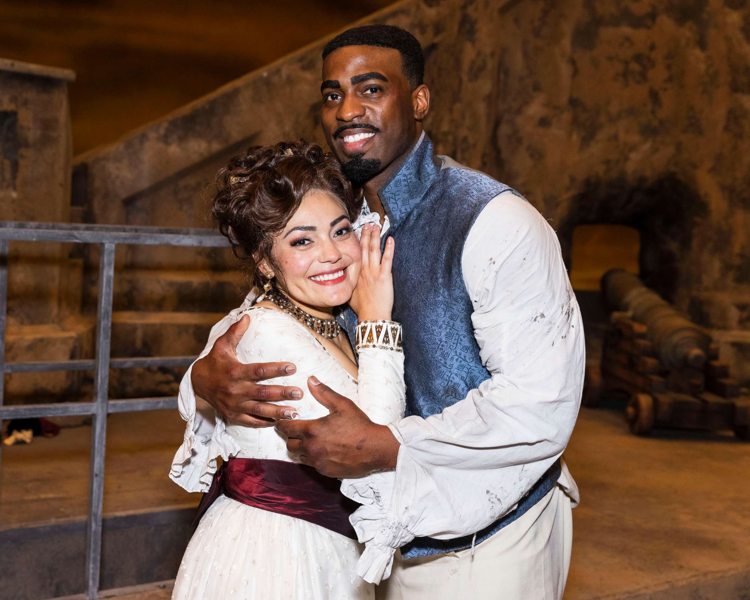 PHOTO: Soloman Howard and Ailyn Pérez backstage at the War Memorial Opera House in San Francisco.