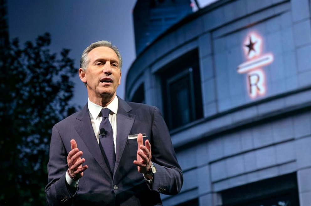 PHOTO: Howard Schultz speaks during the Starbucks Annual Shareholders Meeting at McCaw Hall, March 21, 2018, in Seattle.