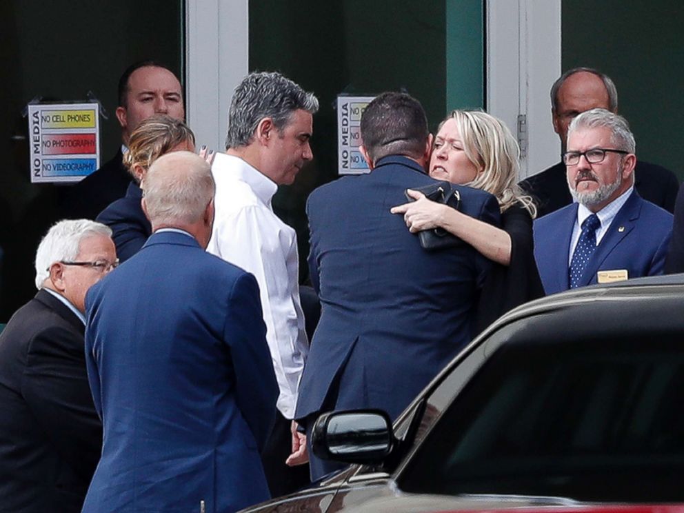 PHOTO: Mourners arrive for the funeral of Luke Hoyer, Feb. 19, 2018, in Coral Springs, Fla.