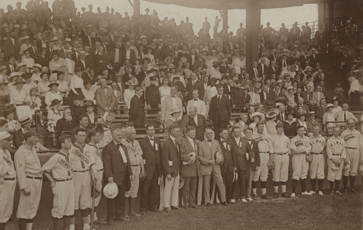 PHOTO: President Woodrow Wilson was in the stands behind the Democratic and Republican squads at the eighth annual Congressional Baseball Game. 