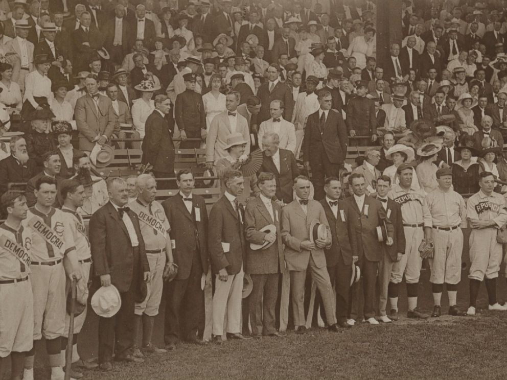PHOTO: President Woodrow Wilson was in the stands behind the Democratic and Republican squads at the eighth annual Congressional Baseball Game.