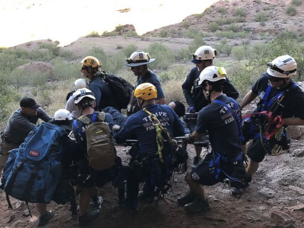 PHOTO: An off -duty firefighter, David Baumgartner helped to rescue a man who got in an accident while base jumping near Phoenix, Arizona. 
