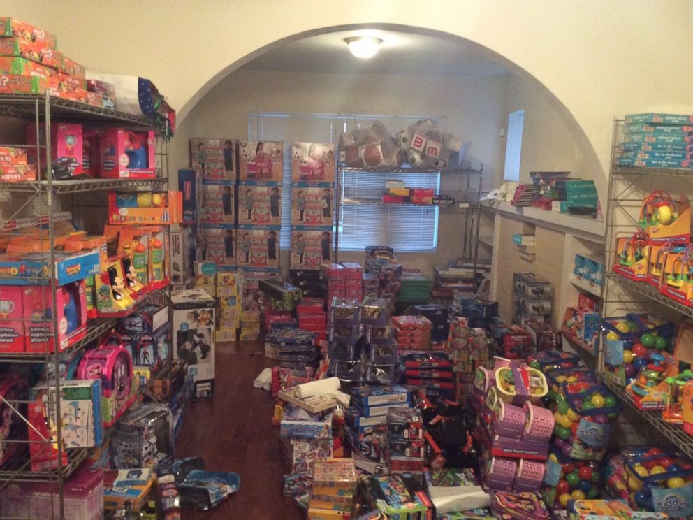 PHOTO: The first floor of Jessie Tendayis Chicago apartment is covered in toys she plans to donate.