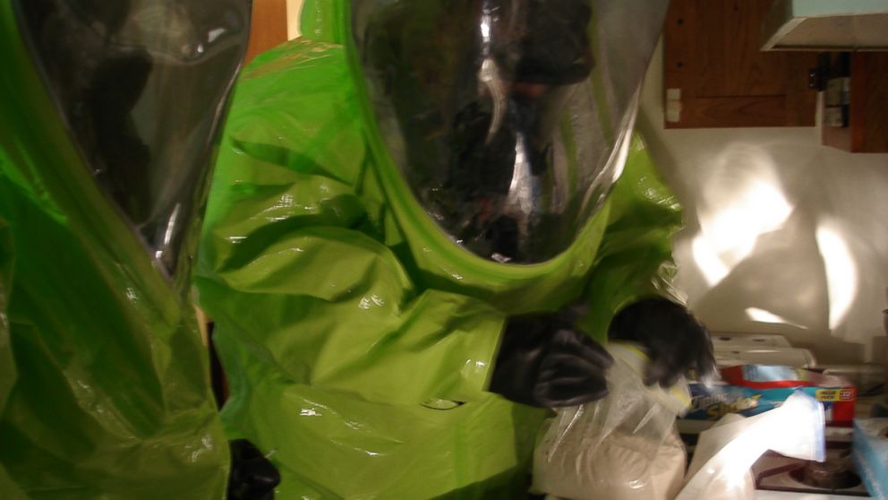 Protective suits used to shield DEA agents from exposure to fentanyl during drug busts. 