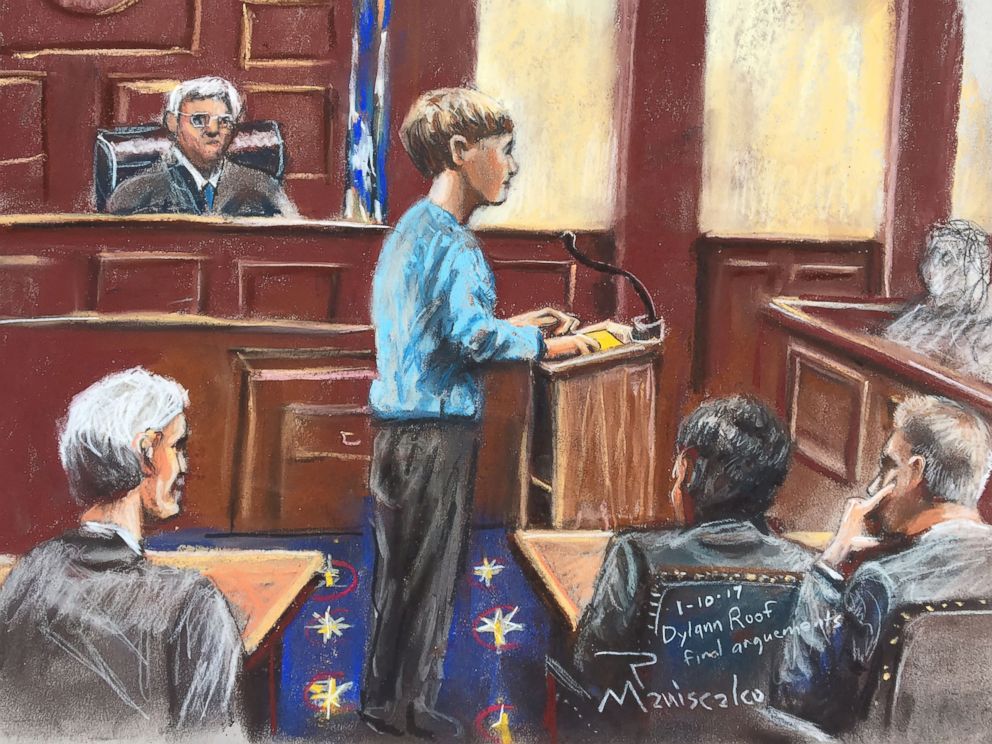 PHOTO: Dylann roof represents himself during the sentencing phase of his federal trial, Jan. 10, 2017, in Charleston, S.C. 