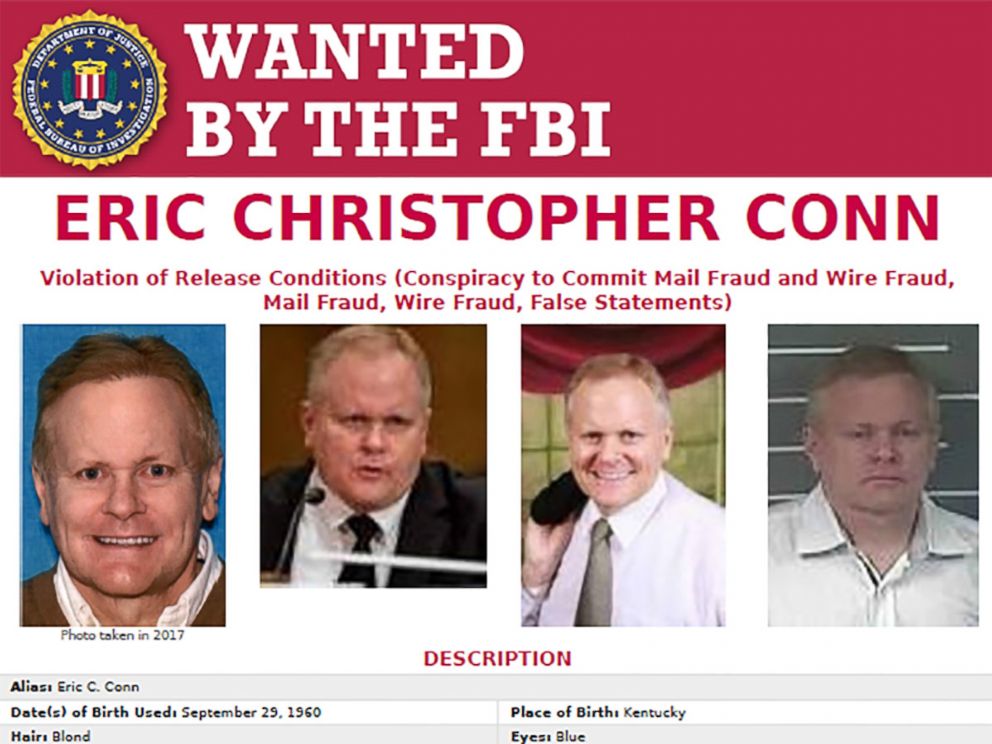 PHOTO: The FBI released a wanted poster for Kentucky lawyer Eric Christopher Conn who was indicted on federal charges in April 2016.