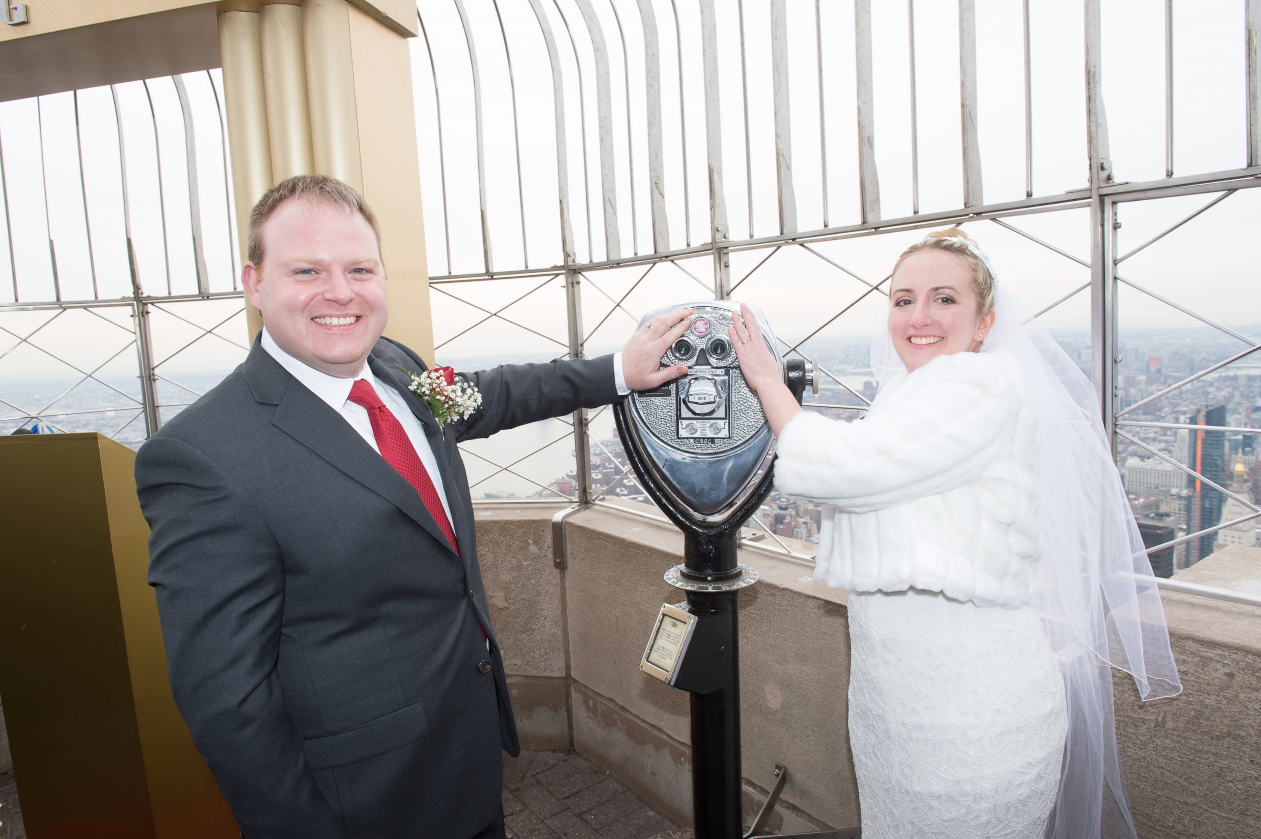PHOTO: Jennifer Cuatt and Christopher Langmack were married as part of the Empire State Building's 23rd Annual Valentine's Day Weddings contest in New York, Feb. 14, 2017.