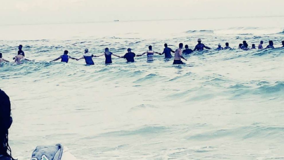 Good Samaritans form human chain to rescue swimmers caught in rip ...