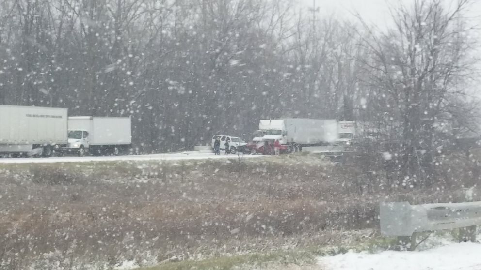 PHOTO: A crash involving between 30-40 cars happened on I-96 in Livingston County, Michigan, Dec. 8, 2016. 