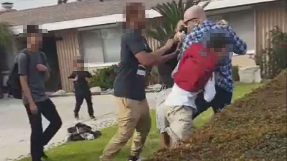 PHOTO: Video shows two teens who witnessed the struggle between a 13-year-old and off-duty LAPD officer in Anaheim, California trying to intervene in order to free their friend.