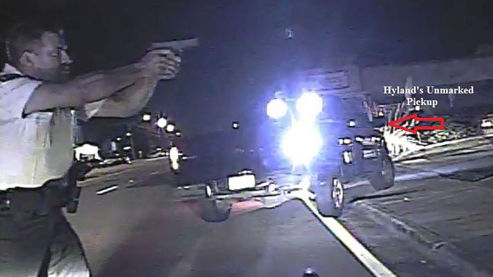 An image released by the Orlando Police on April 14, 2017 shows a police officer responding at the scene the Pulse Nightclub during a mass shooting on June 12, 2016 in Orlando, Fla.