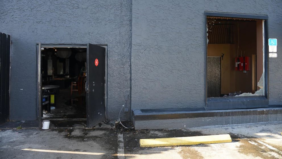 PHOTO: A photo released by the Orlando Police on April 14, 2017 shows double doors and a broken window at the Pulse Nightclub where 49 people were killed by Omar Mateen in Orlando, Fla., in 2016.