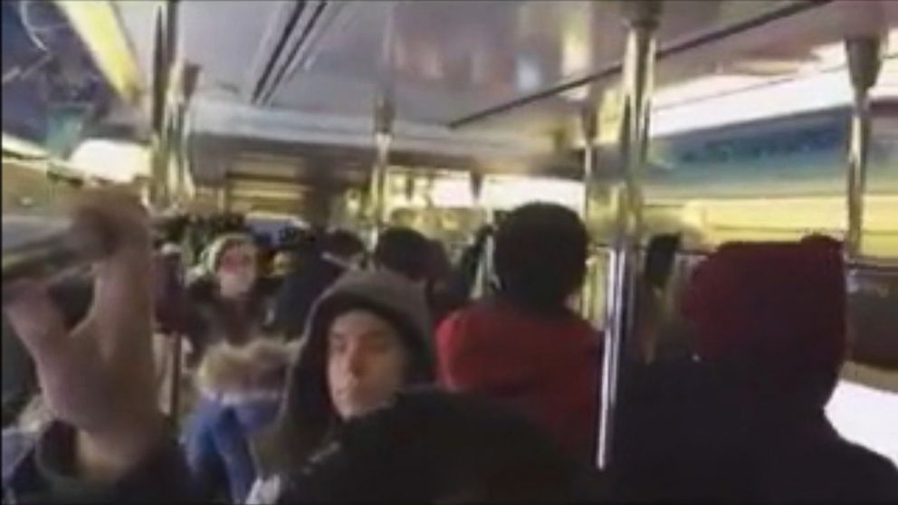 PHOTO: Passengers were stuck inside a number 7 train in Queens, New York, for more than two hours this morning.