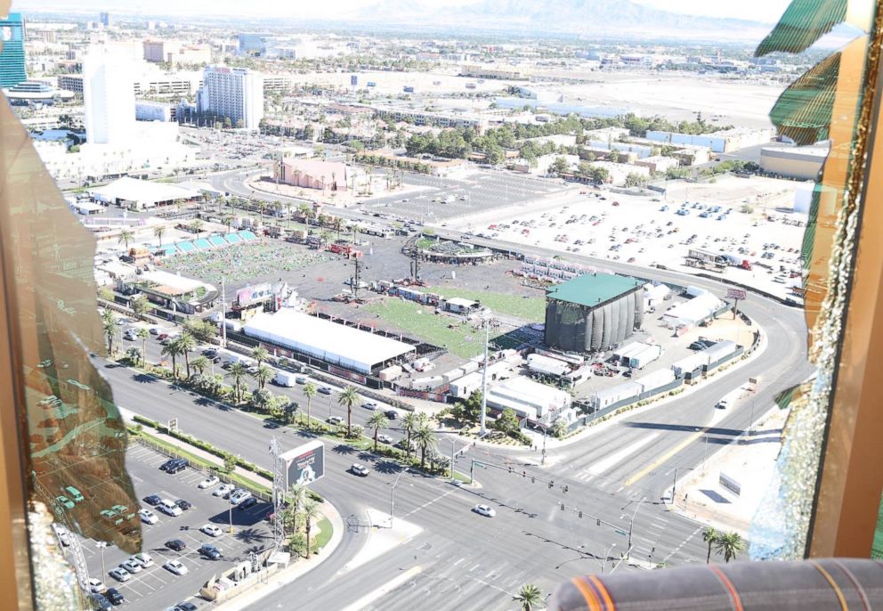 Viewpoint from where Stephan Paddock was shooting from his hotel room on the 32nd floor of the Mandalay Bay in Las Vegas. 