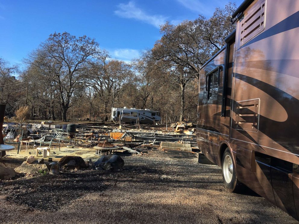 The Hornig family's RV seen here on Christmas Eve 2018 parked on the Paradise, California, property they lost in the wildfires.