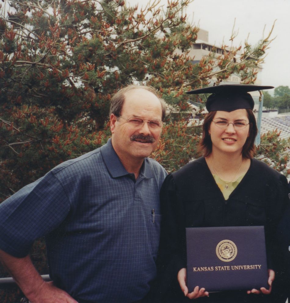 Kerri Rawson is seen here with her father, Dennis Rader, when she graduated from college in 2003.