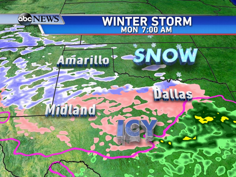 PHOTO: On Monday morning, snow, sleet, and freezing rain is expected from the southern Rockies into parts of Texas.