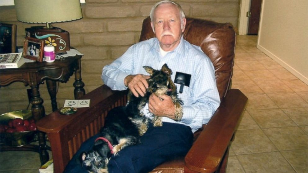 PHOTO: Lisa Abeyta's father in his favorite chair with his own two dogs.