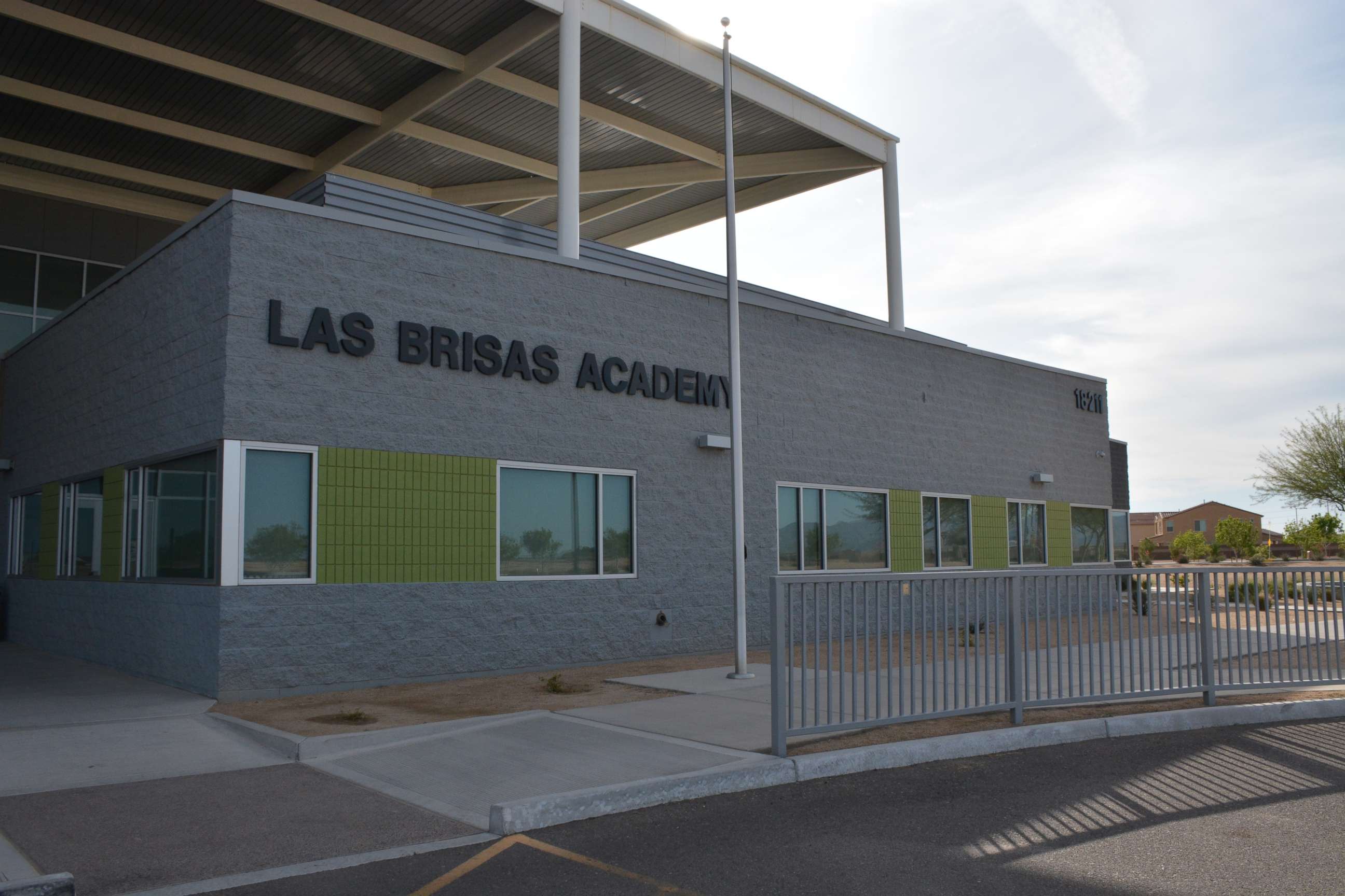This police photo shows the exterior of the Las Brisas Academy in Goodyear, Arizona. 