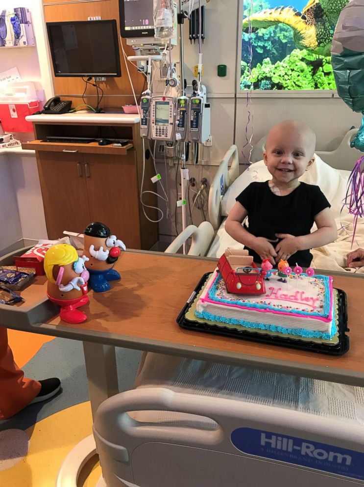 Hadley Gray celebrated her third birthday at the hospital while undergoing chemotherapy. 