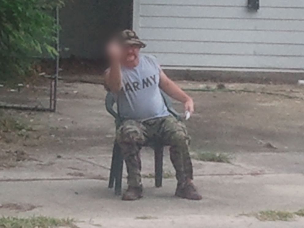 PHOTO: Billy Woodward is pictured here making an obscene gesture towards some of his neighbors before the shooting.