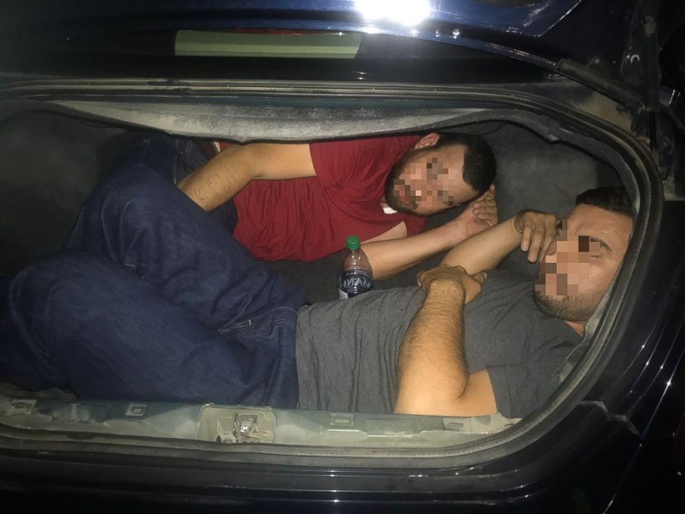PHOTO: U.S. Customs and Border Protection released this photo of Mexican nationals attempting to be smuggled into the U.S. by hiding in a vehicle's trunk on Sept. 19, 2017, in Arizona.